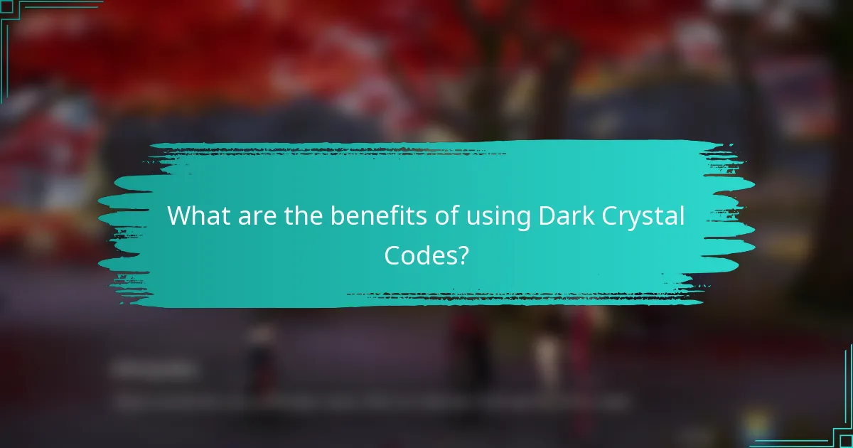 What are the benefits of using Dark Crystal Codes?