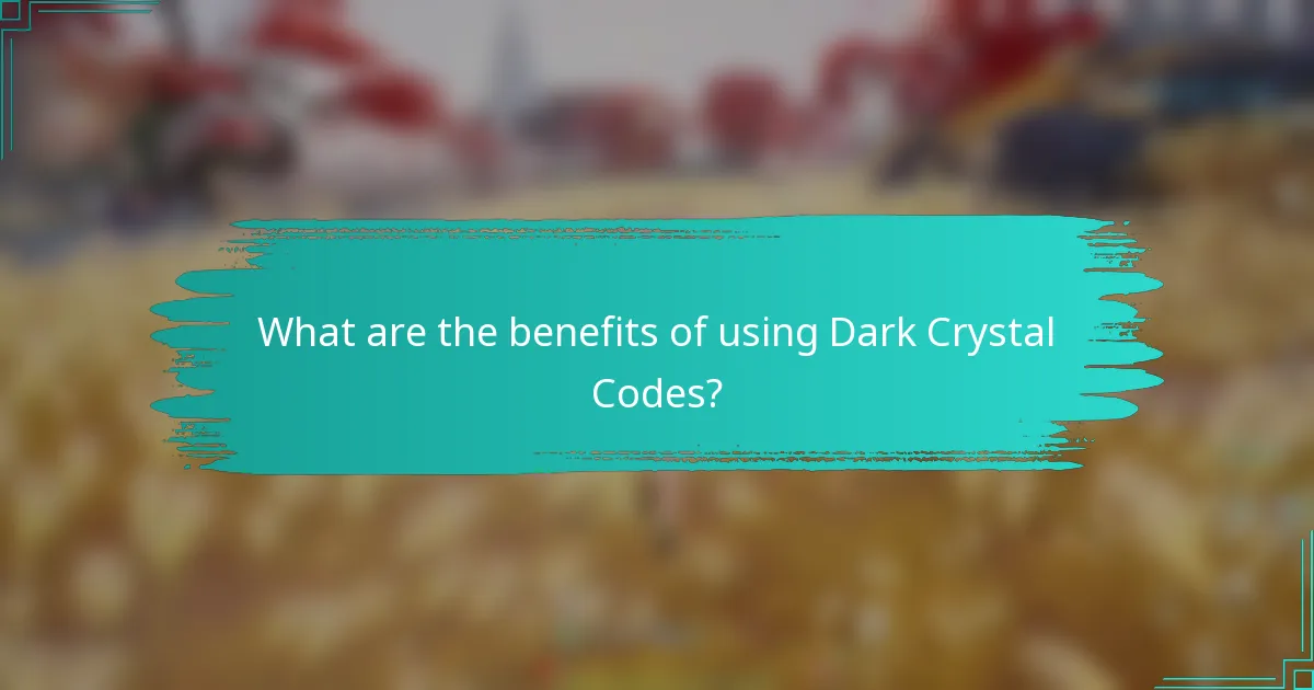 What are the benefits of using Dark Crystal Codes?